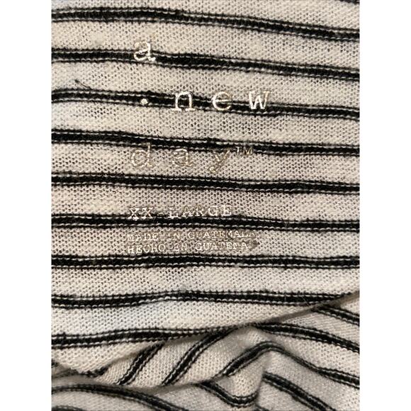 Linen Blend Tee Top Womens XXL Short Sleeve Boxy Striped Nautical Preppy Beach - Picture 9 of 10